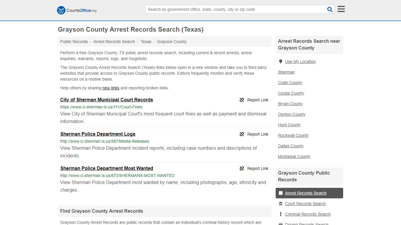 Arrest Records Search - Grayson County, TX (Arrests ...